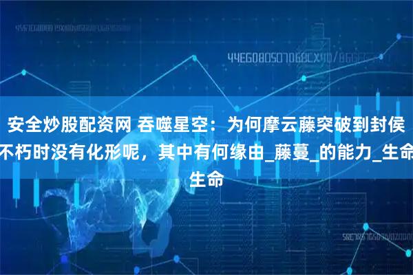 安全炒股配资网 吞噬星空:为何摩云藤突破到封侯不朽时没有化形呢,其中有何缘由_藤蔓_的能力_生命