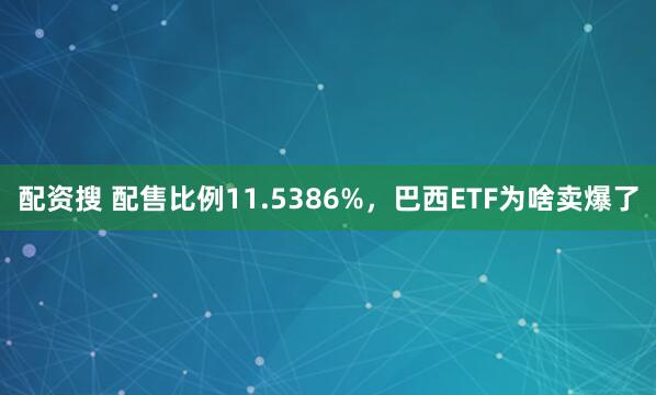 配资搜 配售比例11.5386%,巴西ETF为啥卖爆了